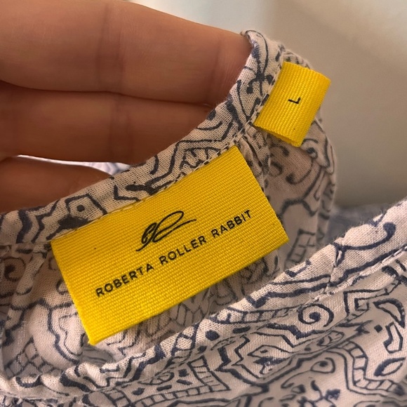 Roberta Roller Rabbit 100% Cotton Geometric Blue Maxi Dress - Picture 6 of 7